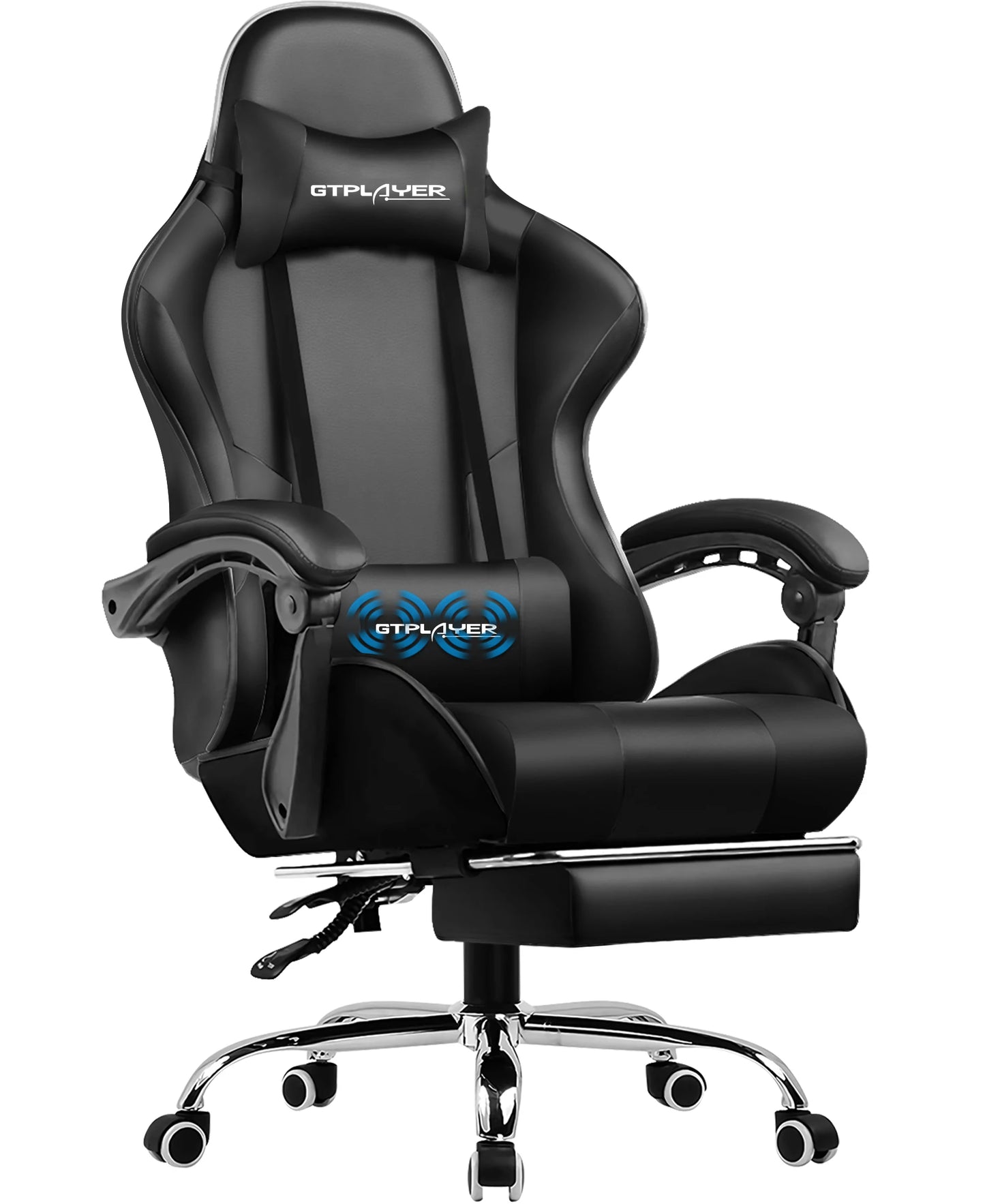 GTPLAYER Gaming Chair with Massage Ergonomic Desk Chair Footrest Headrest Rotary Chair for Office and Gamers