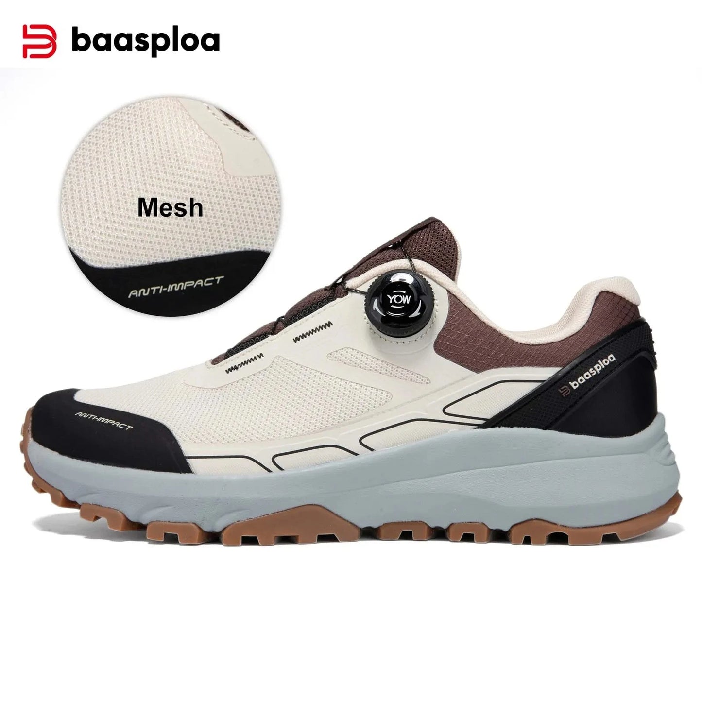 Baasploa Men Hiking Sneakers Brand High Quality Trekking Climbing Shoes Male Rotating Button Luxury Designer Outdoor Sneakers