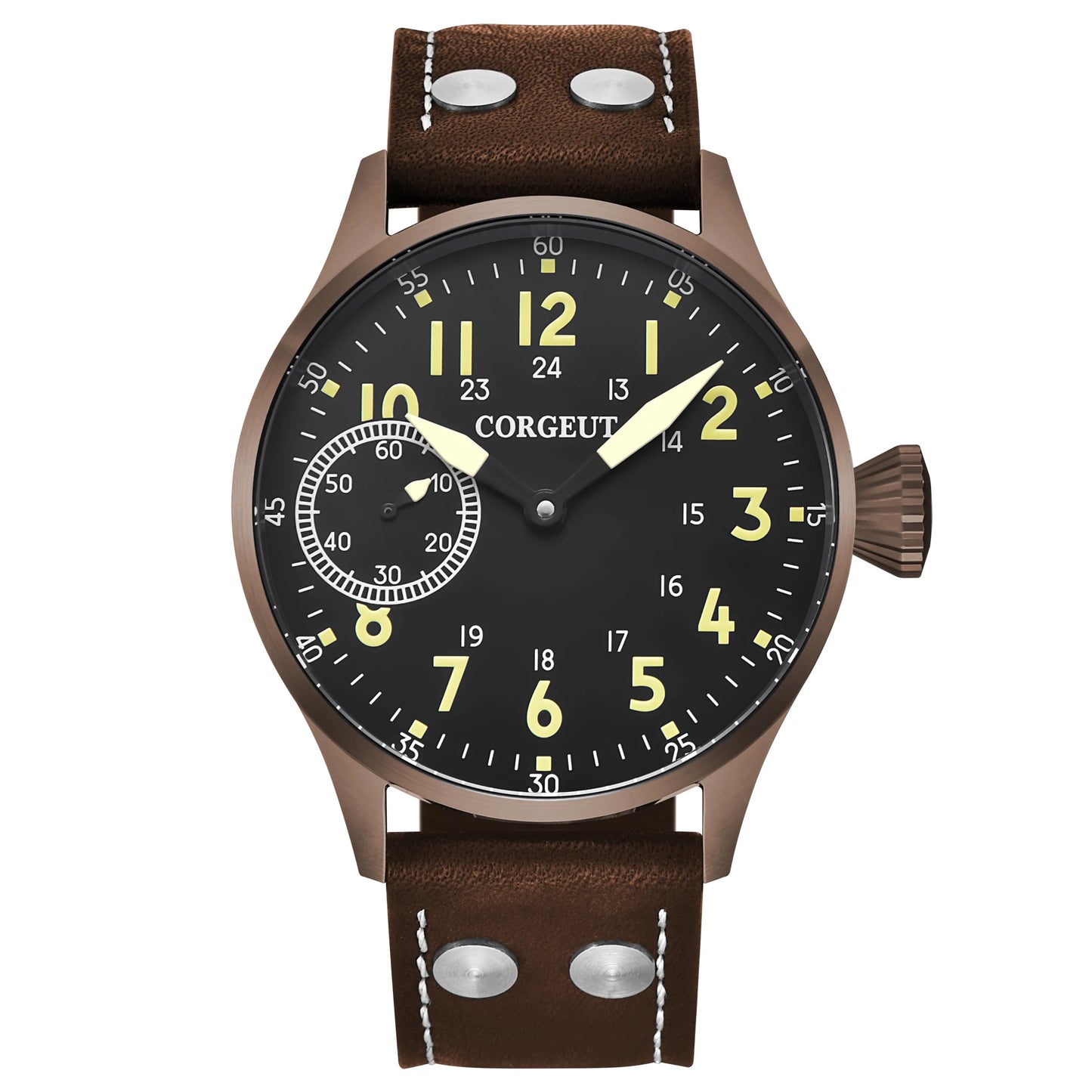 Corgeut Seagull ST3600 17 Jewelry 44mm Mechanical Watch Hand Wound Sapphire waterproof Watch Sports Leather Luxury 6497 Watch