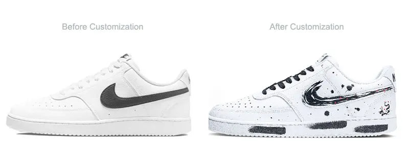 Custom Sneakers Nike Court Vision 1 Low Ink Wash Chinese Style Splatter Wear-Resistant Men's Skate Shoes
