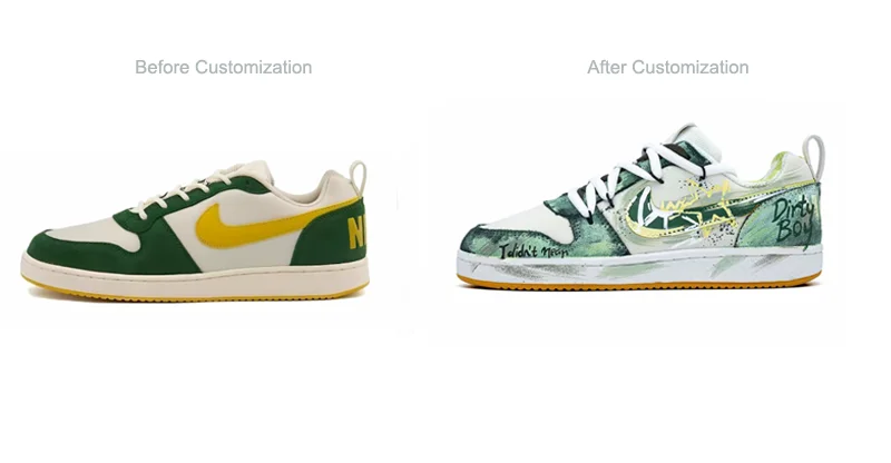 Custom Sneakers Nike Court Borough PRM "Party Star" Custom Deconstructed Graffiti Low-Top Skate Shoes For Men