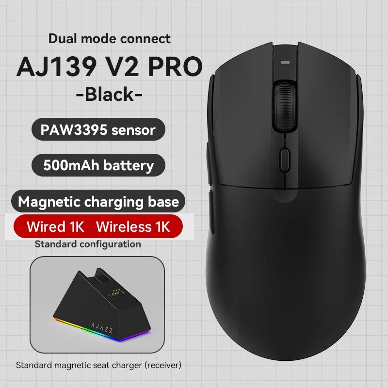 Bezdrôtová myš AJAZZ AJ139Pro/AJ139V2MC s čipsetom PMW3395/PAW3311, 12000-26000Dpi, profesionálna herná myš