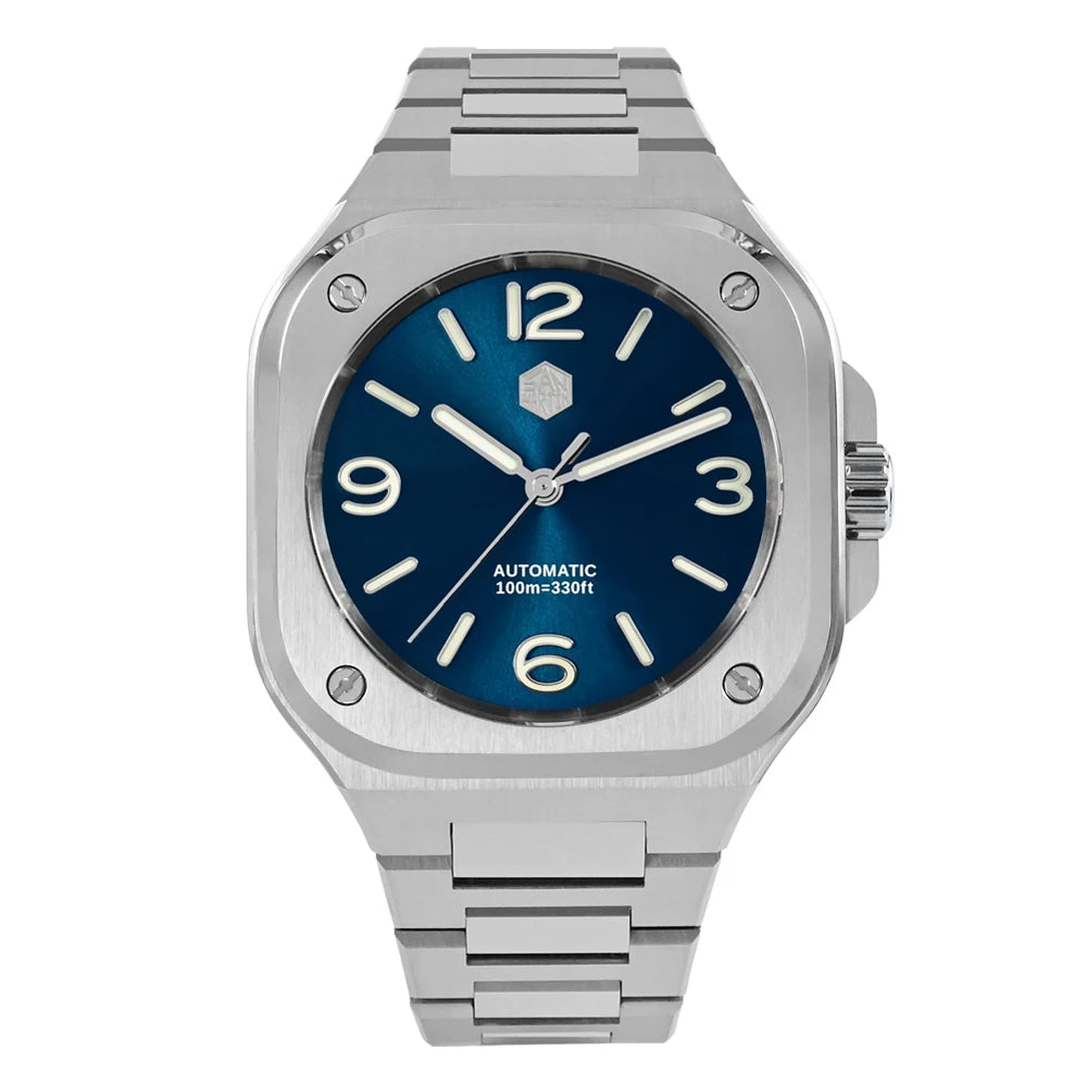 San Martin 40mm Classic Luxury Sport Watch Distinctive Square Case Stainless Steel Men Watch Automatic Mechanical 10 Bar SN0074