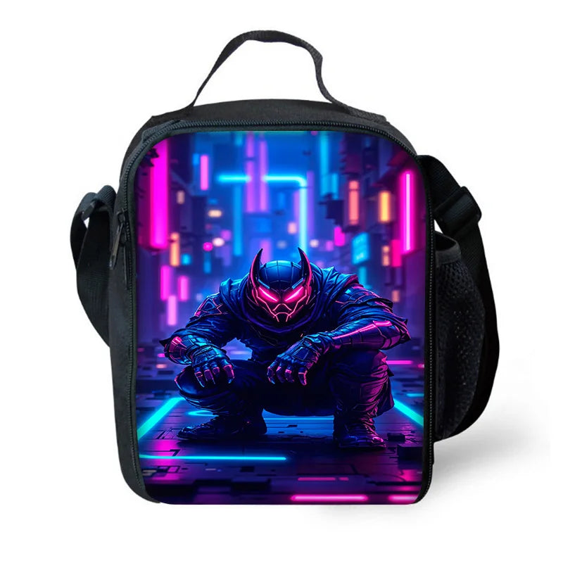 Saco Térmico Infantil F-FortniteS de Grande Capacidade para Rapaz, Menina Gamer e Estudante, para Piqueniques ao Ar Livre, Reutilizável, Isolado, Tipo Lancheira Refrigeradora