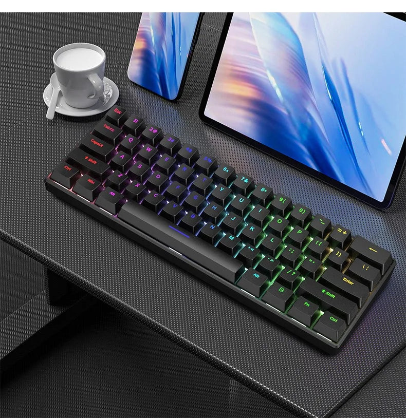 Mechanical Keyboard Gamer Keyboards Mini USB 61-Key Computer 60% Kit Upgrade Wired Ergonomic Semi-Mechanical White Teclado PC
