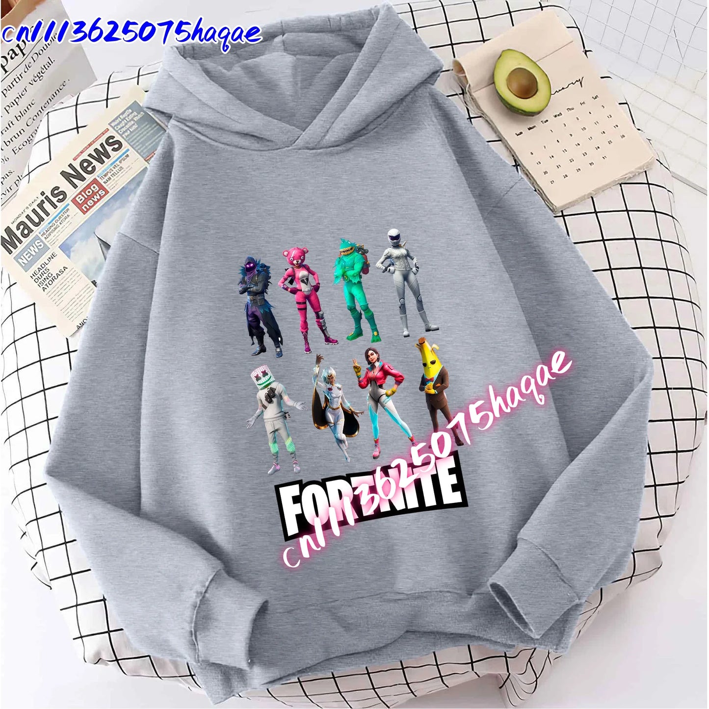 Sweatshirts Fortnite Novos para Criança, Hoodie com Estampado de Personagem de Jogo em Desenho Animado, Tops Casuais de Outono, Roupa de Inverno para Meninos Bebés