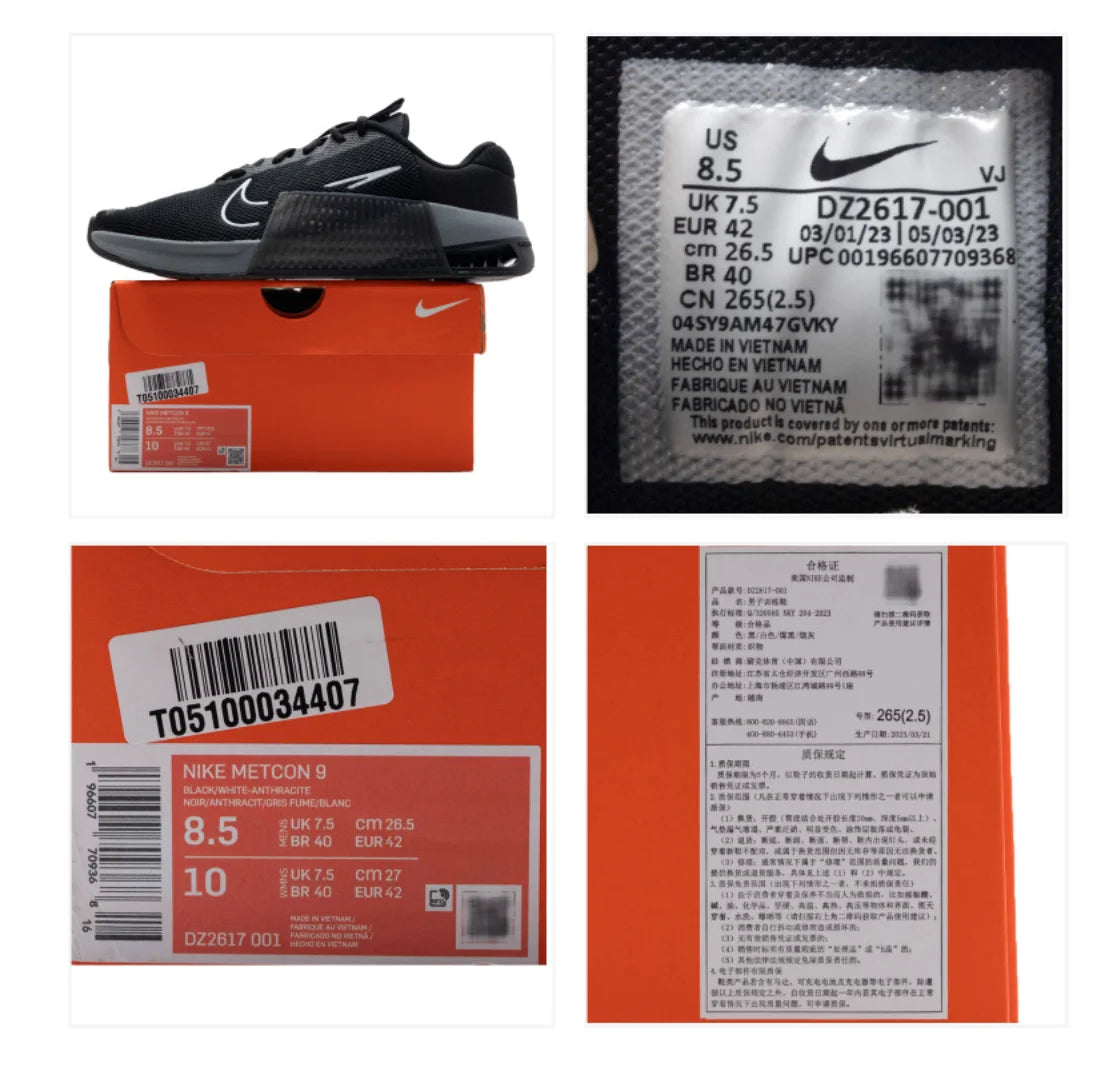 Nike METCON 9 Outdoor Fitness Training Sports Comfortable Shock-Absorbing Casual Shoes DZ2617-001