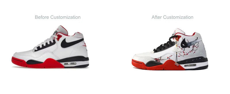 Custom Sneakers Nike Flight Legacy Plum Blossom in Snow Chinese Style Retro Mid Top Basketball Shoes with Pendant For Men