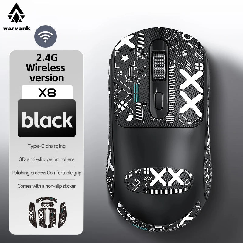 Mouse da gaming wireless Warvank X8 500 mAh ricaricabile TYPE-C, mouse da ufficio adatto a laptop e computer desktop