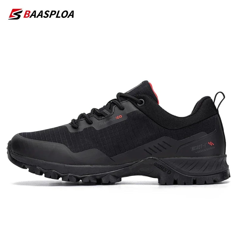 Baasploa Men's New Hiking Shoes Outdoor Waterproof Wear-Resistant Non-Slip Sneakers Male Casual Lightweight Lace-Up Walking Shoes