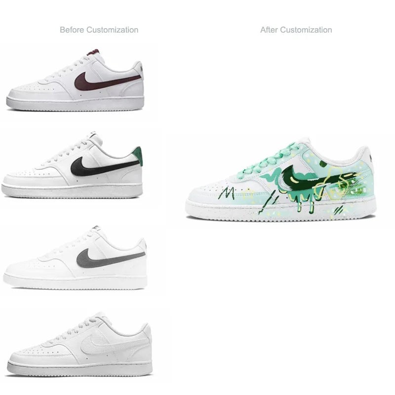 Custom Sneakers Nike Court Vision 1 "Mint Gorgeous" Huiya Handcrafted High Street Campus Non-Slip Men's Sneakers