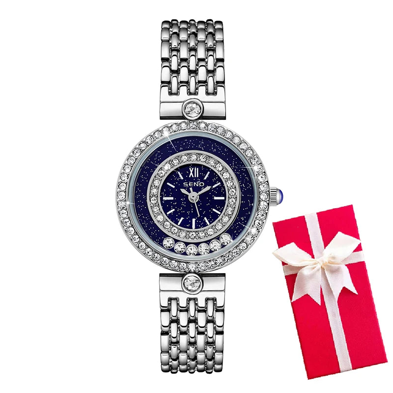 Women Bracelet Watches Silver Top Brand Luxury Ladies Wrist Watches Female Clock Full Steel Quartz Watches Elegant Fashion