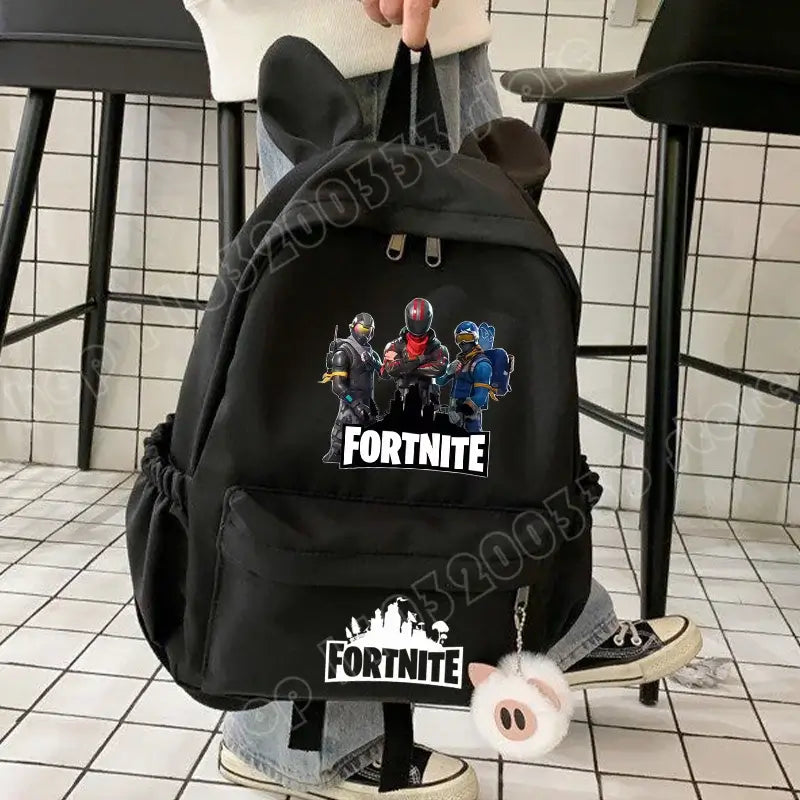 New Fortnite Cartoon Backpack Boy Girl Casual Schoolbag Large Capacity Student Bag Rabbit Ears Travel Backpack Stationery Gift