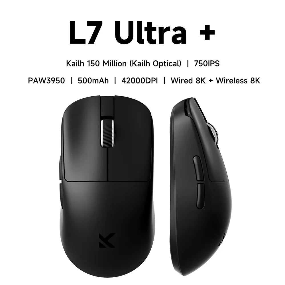 MCHOSE L7 Ultra+ Rato de Mão Médio Grande para Gaming e E-Sports Paw3950 Sem Fios de Três Modos, Leve, para Escritório, Rato de Computador Dual-Drive