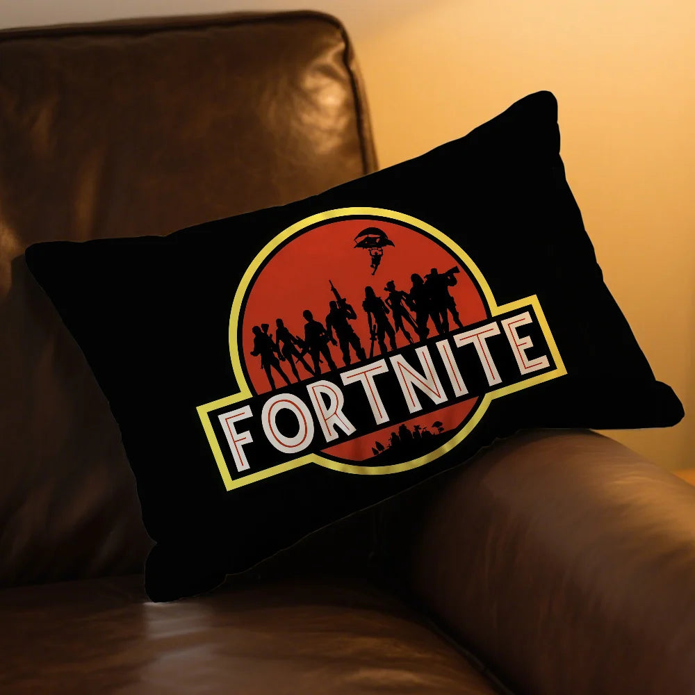 Capa de almofada retangular com logótipo do jogo F-FORTNITE — fronha estampada para cabeceira, sofá, quarto e decoração de casa