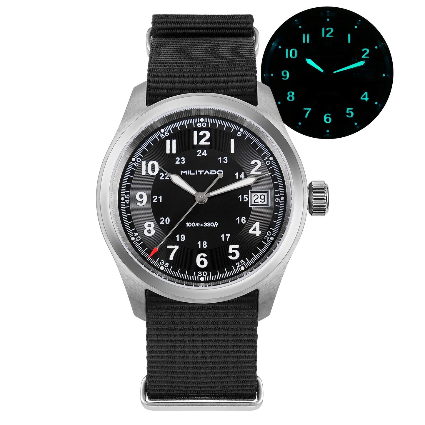 Militado ML08 Quartz Watch Ronda 515 Movement Domed Sapphire Wristwatch BGW9 Luminous 10Bar Waterproof 38mm Vintage Watches