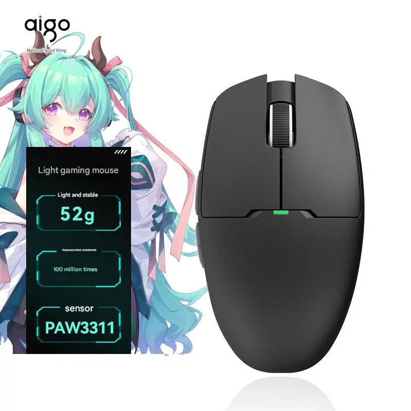 Aigo GM80 PLUS PRO Wireless Gaming Mouse, Bluetooth PAW3395/PAW3311 Lightweight Three-Mode Gaming Mouse with 1000Hz Polling Rate