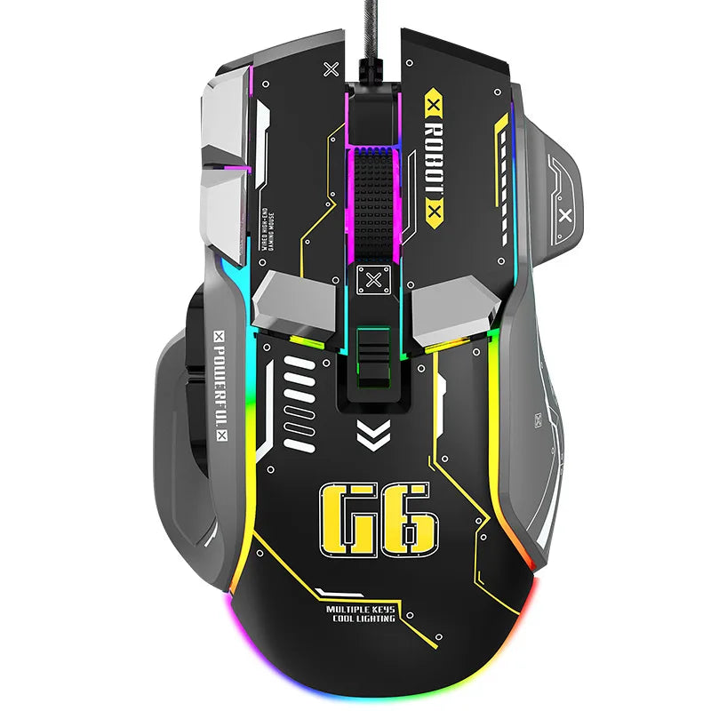 Wysokiej klasy przewodowa programowalna mysz gamingowa 12800dpi, 12 przycisków, RGB, do gier, Windows, IOS, biura domowego, laptopa i PC