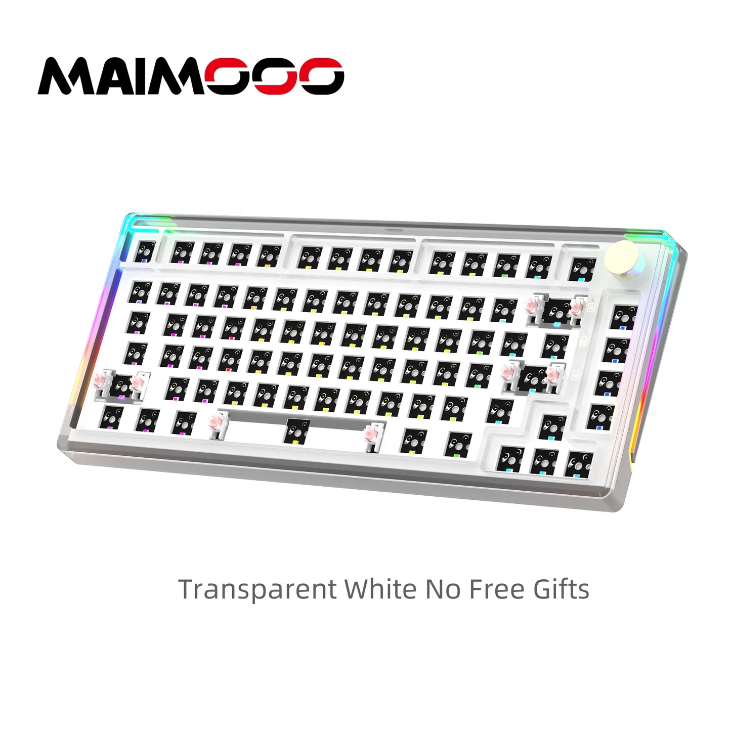MAIMOOO KX75 75% Keyboard Kit Hotswap Transparent Full RGB Backlit 2.4GHz/Bluetooth Macro Custom DIY Mechanical Keyboard