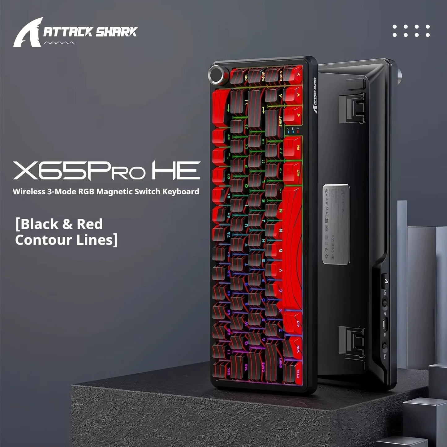 Attack Shark X65 PRO HE Magnetic Switch Keyboards 8K RT 0.001mm Side Engraving Bluetooth Wireless Gaming Keyboards Windows Mac PC