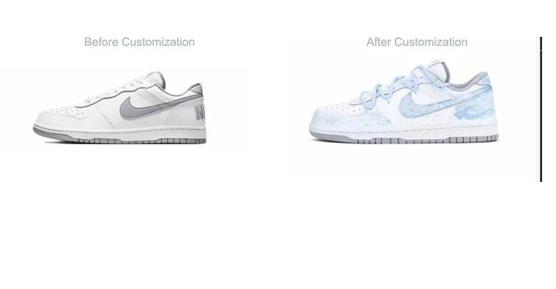 Custom Sneakers Nike Dunk "Fog Hidden Auspicious Clouds" High-Street Retro Chinese Ink Wash Style Low-Top Shoes For Unisex