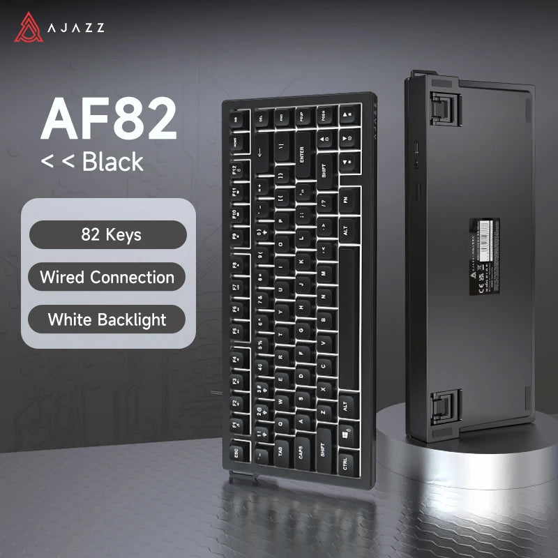 Teclado AJAZZ AF82 Office Low Profile RGB com fios/sem fios para gaming, layout 75%, 82 teclas, bateria de 4000mAh para Win/Mac