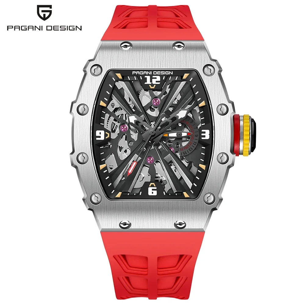 PAGANI DESIGN Newest Luxury Skeleton Watches VH65 Man Quartz Watch 42MM Rubber Strap Sapphire Glass Waterproof reloj hombre
