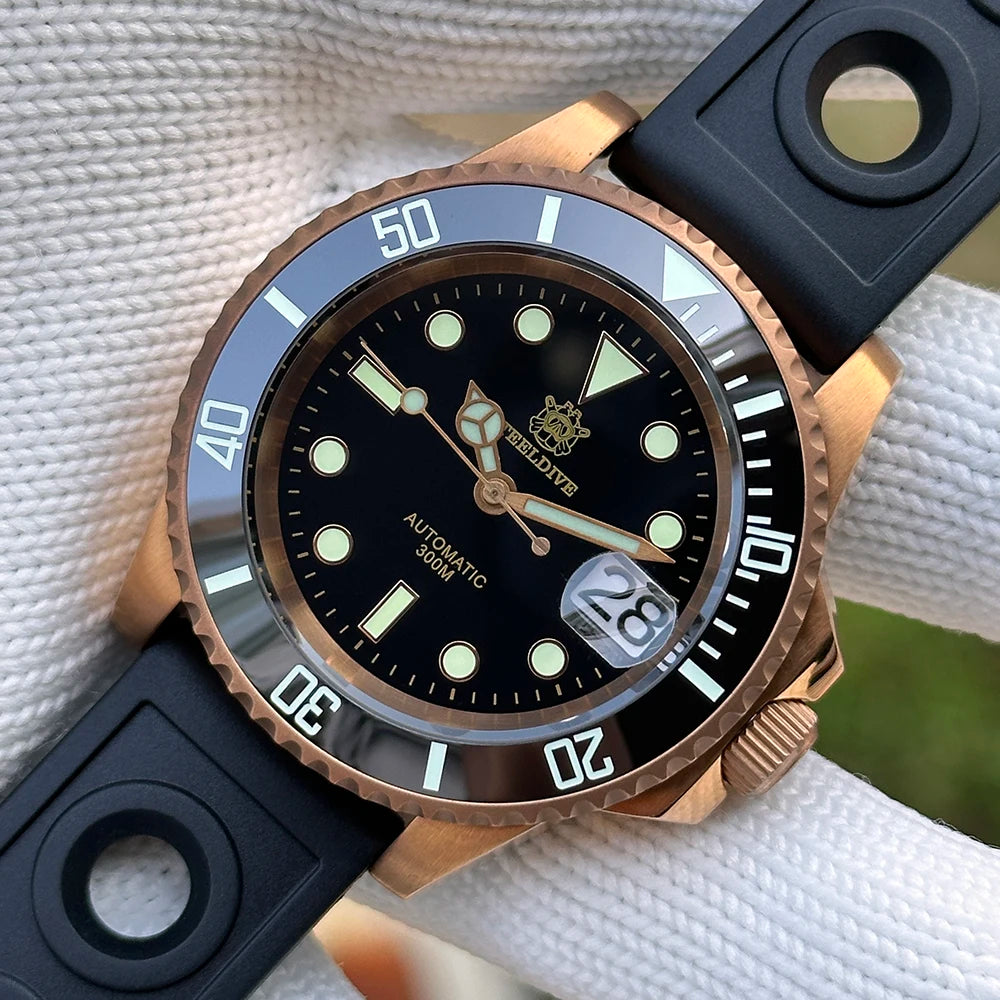 STEELDIVE Brand SD1953S Solid Bronze 41mm 30ATM Waterproof Sapphire Glass Super Luminous NH35 Automatic Mens Dive Watch
