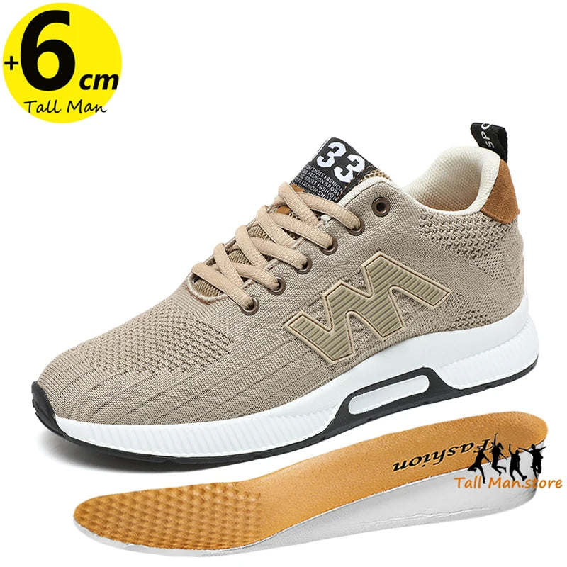 Chunky Sneakers Men Elevator Lift Height Increase Insole 6cm Sports Plus Size 37-46