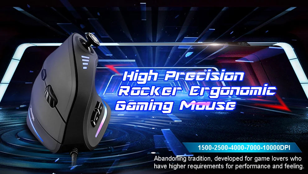 BOW Wired Gaming Mouse 12-Button Programmable RGB Gaming Mouse, 10000 DPI Ergonomic Vertical Gaming Mouse for PC & Laptop
