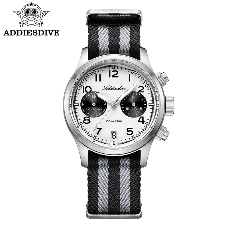 ADDIESDIVE 2025 Nuovi orologi da uomo Panda Eye, orologio al quarzo VK64 rétro di lusso per uomo, cronografo sportivo, impermeabile 100M, luminoso