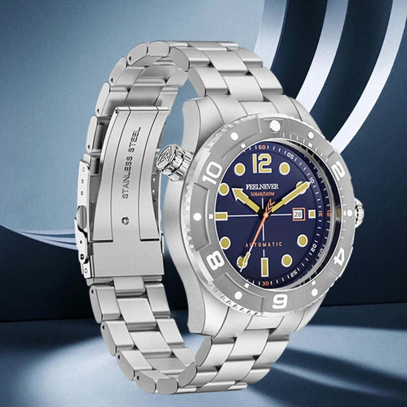 FeelNever Top Brand Luxury Mechanical Watch Profession Casual Sport Stainless Steel Automatic Men's Watches Fashion Wristwatches