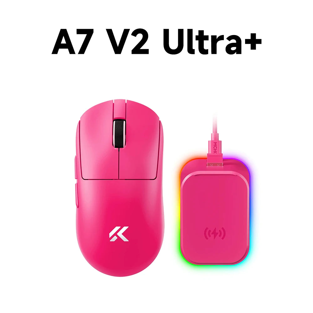 MCHOSE A7 V2 let trådløs gamingmus med dobbelt 8,000Hz pollingfrekvens, PAW3950 TI, til gaming, esports og kontor