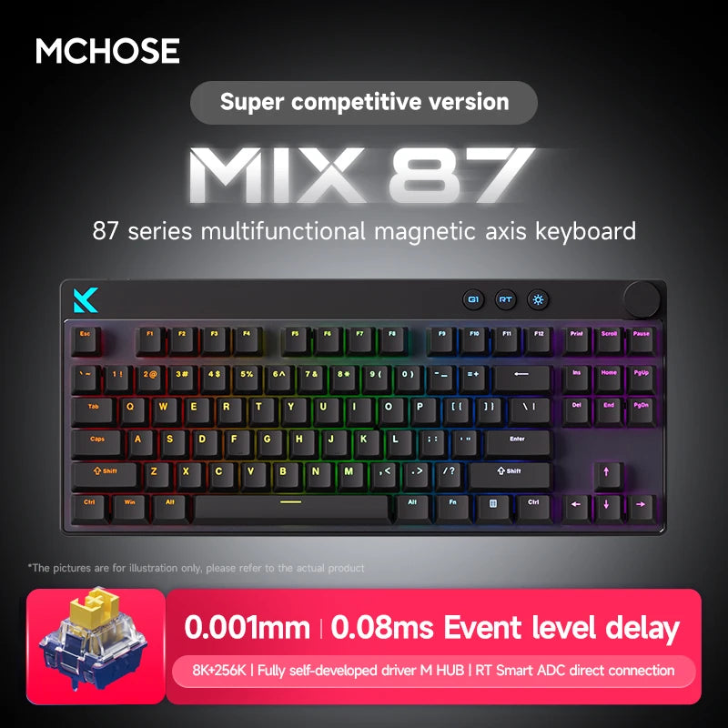 MCHOSE MIX87 Wired Gaming Keyboard Magnetic Switch Keyboard 8K+256K Esport 0.08ms Low Latency E-Sports Custom Gamer Accessories