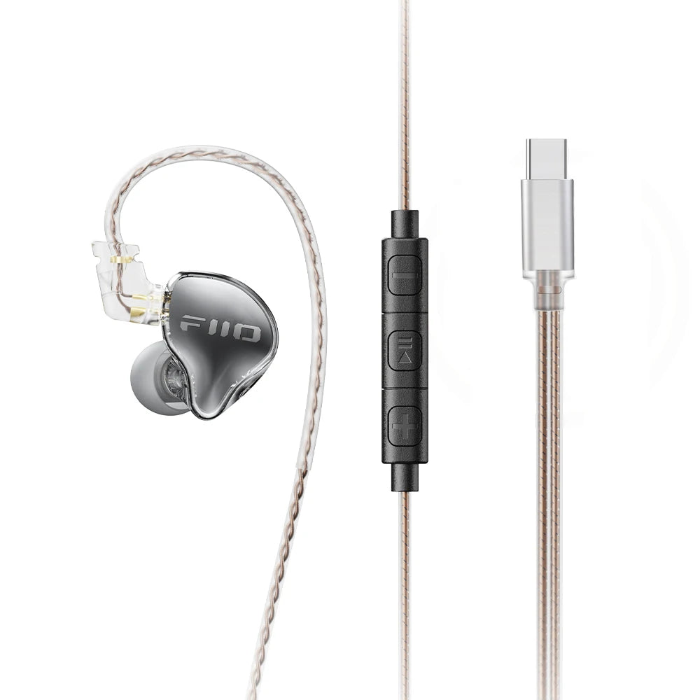 FiiO JD10 Wired In-Ear Earphones HiFi Bass Stereo Earbuds with 3.5mm Type-C Connector, High Resolution Audio Music Earphones for Gaming, Sports & Daily Use