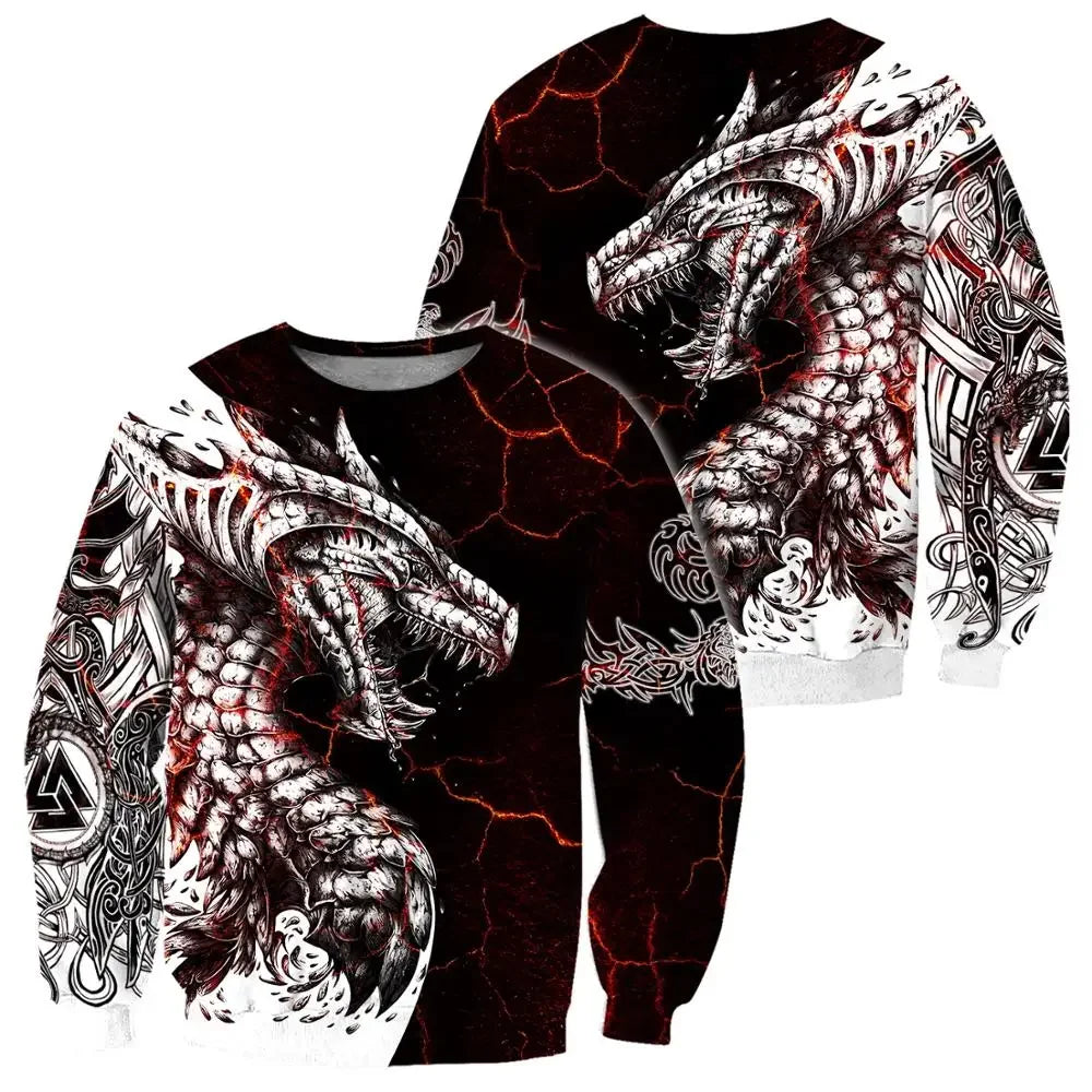 Black & White Tattoo Dragon 3D Printed Men Hoodies Sweatshirt Unisex Streetwear Zipper Pullover Casual Jacket Tracksuits KJ0192