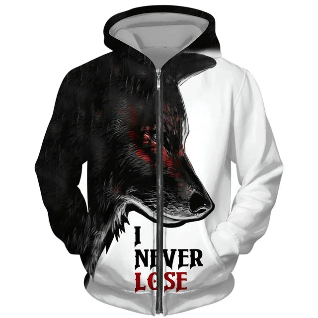Cool 3D Wolf Printed Zipper Hoodies Fashion Men/Women Streetwear Hooded Jacket Coat Unisex Casual Hip Hop Pullover Sweatshirts