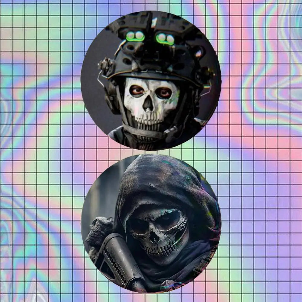 Game COD Call Of D-Duty Ghost Brooches for Backpack Accessories 25,32,44,58,75mm Round Enamel Pins 2-piece set Cartoon Badge
