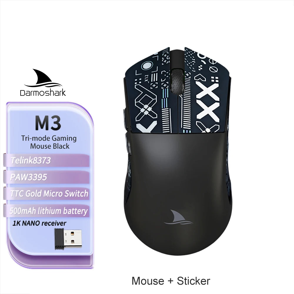 Darmoshark M3 V2 Gaming Mouse Wireless Tri-Mode 8K, PAW3395 Sensor, 26K DPI Ultra-Light Gaming Mouse for PC & Laptop
