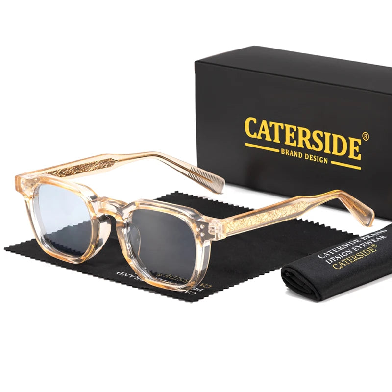 CATERSIDE Fashion Mirror Men Polarized Sunglasses Luxury Core Insert Leg Design Sun Glasses Women Party Outdoor Travel Glasses
