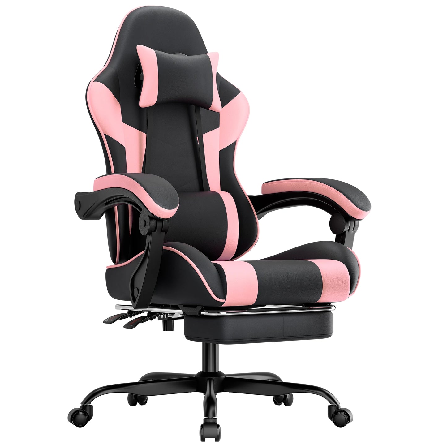 Comanlai Gaming Chair with Footrest Ergonomic High Back Gaming Chair, Adjustable Headrest & Lumbar Support, PU Leather Swivel Computer Gaming Chair for Office & Home