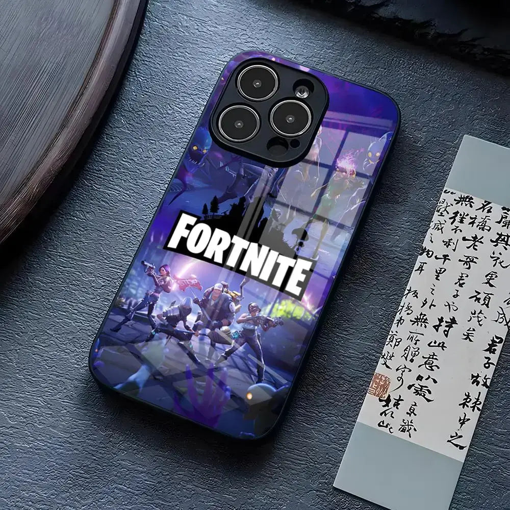 Custodia per telefono B-Battle-R-Royales-F-FortniteS per iPhone 17 Pro Max 15 Pro 14 12 11 13 Mini X XR XS 16 Plus SE, cover in vetro