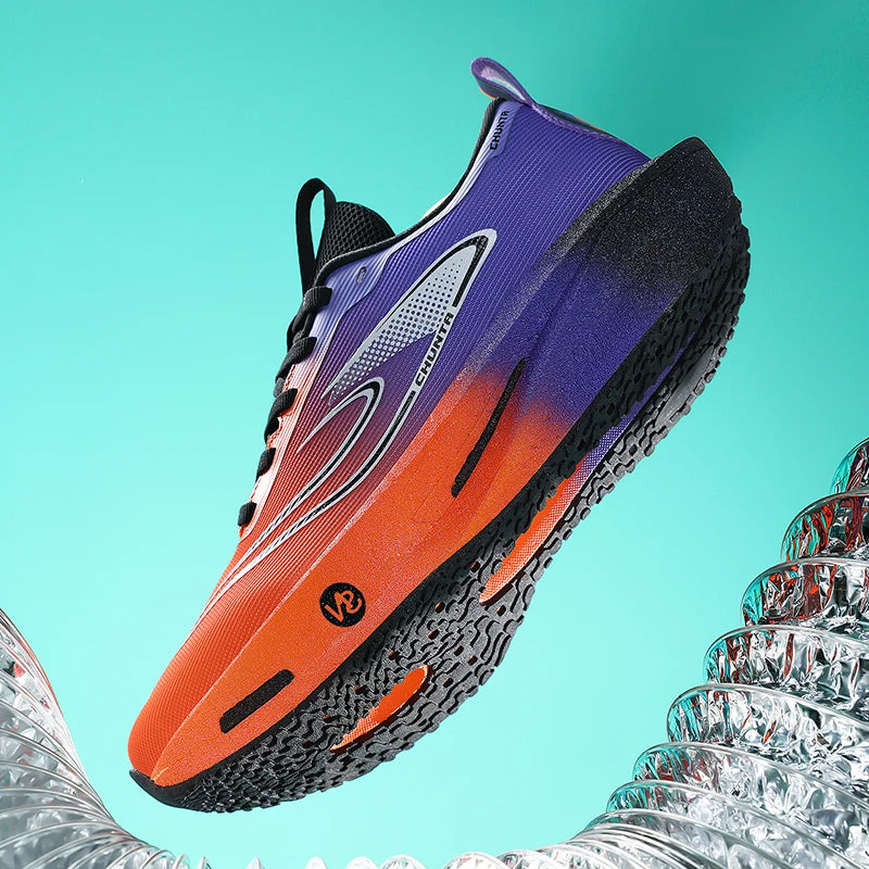Carbon board men's and women's anti slip running shoes, professional marathon sports breathable mesh CHUNTA sports shoes