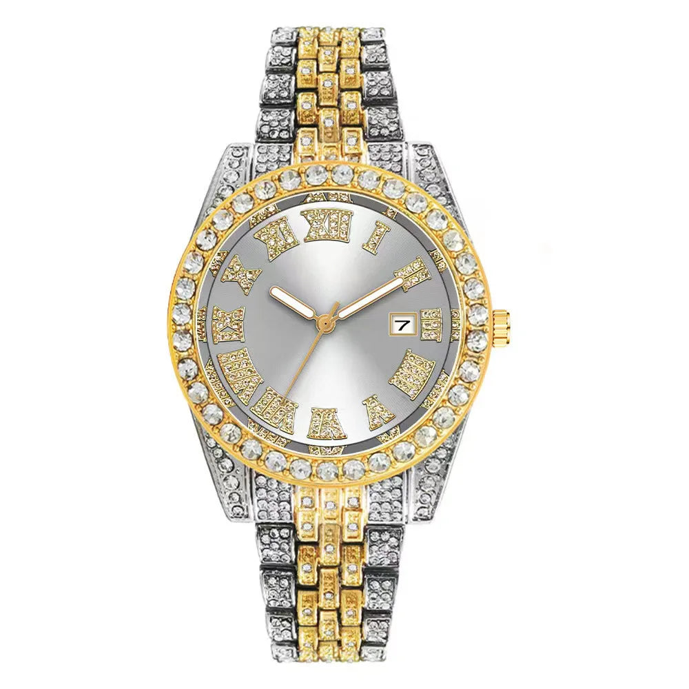 New Luxury Diamond Watch for Men Women Hip Hop Iced Out Watch Unisex Quartz Wristwatch Date Clock Relogio Masculino Dropshipping