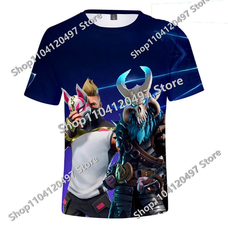 Japanese Anime Fortnite Summer T-shirt for Men Women Battle Royale Short-Sleeved Casual Comfortable Loose Harajuku Streetwear