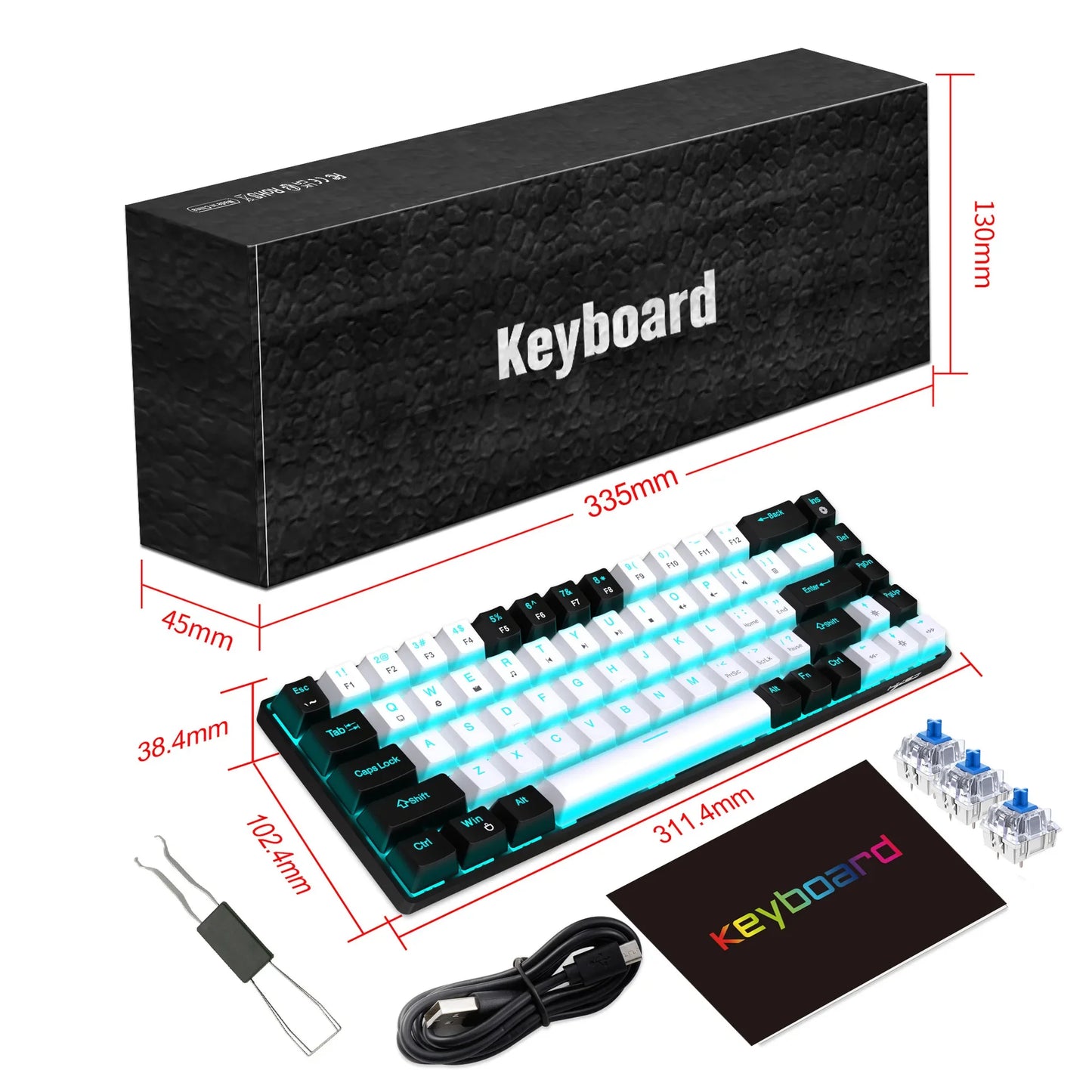Mechanical keyboard gaming 60% USB white keys Keyboards gamer mini Ergonomic Computer keyboard Backlit Music keyboard pc