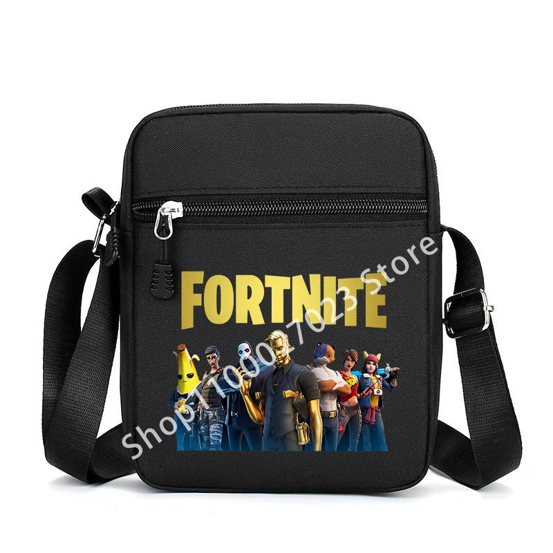 Mala de ombro Fortnite para homem adulto, estilo cartoon e anime, mala tiracolo quadrada em lona para homem e mulher, moda, viagem, desporto, presente de aniversário adorável