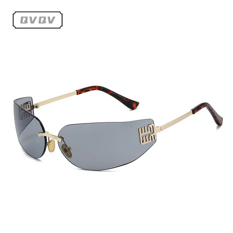 New Frameless Curved Metal Square Sunglasses Women Rimless Cutting Personality Glasses Fashion Brand Design Y2K Punk Sun Glasses