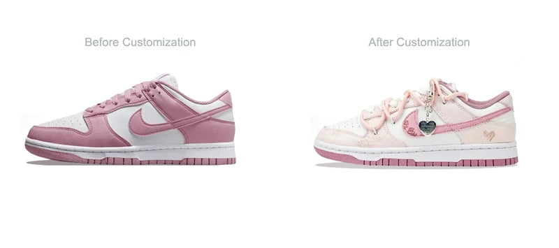 Custom Sneakers Nike Dunk Low Honey Rose Hand-Painted Love Heart Fashion Versatile Cushioning Wear-Resistant Shoes For Women