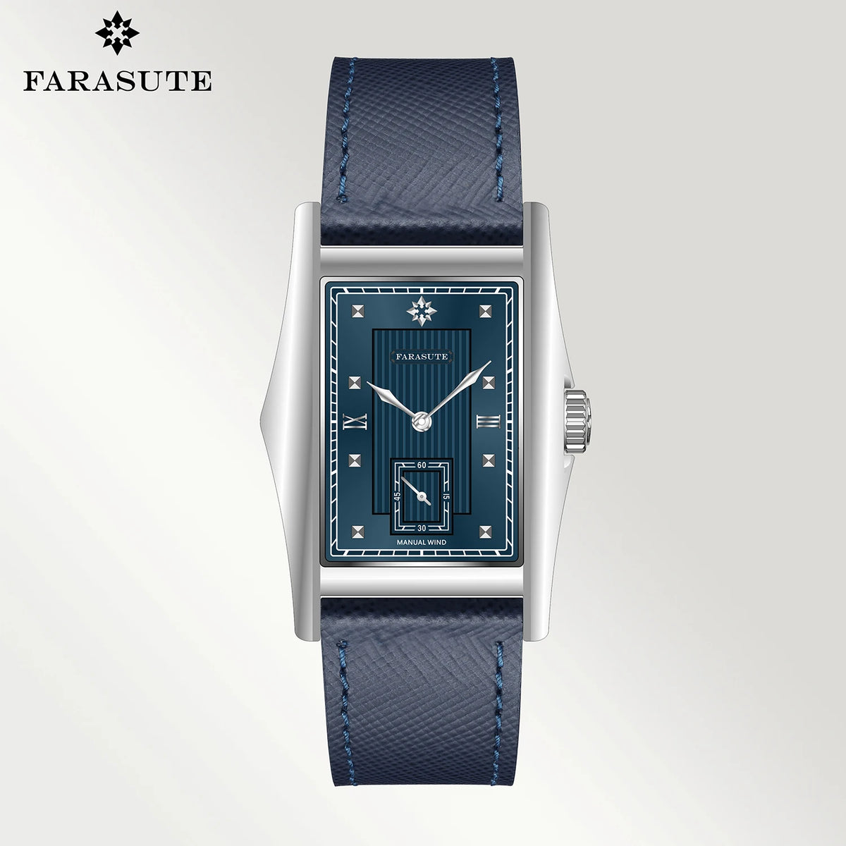 FARASUTE Creative Manual Square Customized Mechanical Movement Watch Men Luxury Sapphire Glass Small Second Wristwatches reloj